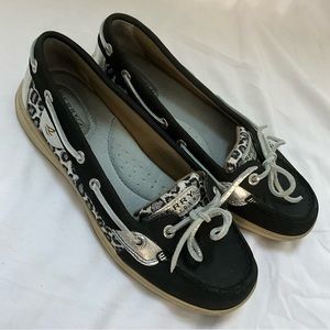 SPERRY Top-Sider 7 ANGELFISH Black leopard SHOES